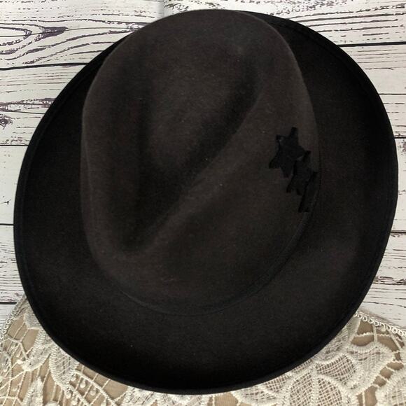 John Callanan Legacy brown wool Fedora hat with 3 stars on side main image 10